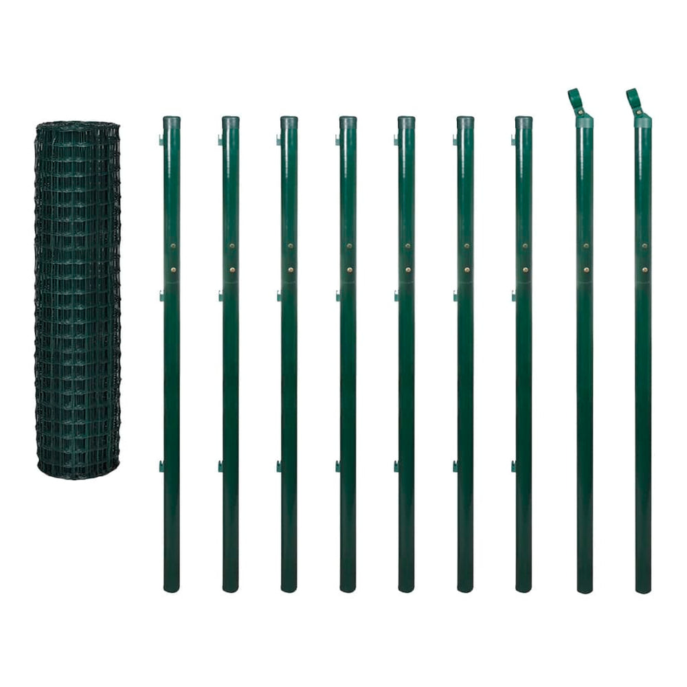 vidaXL European Fence Steel 10 x 1.7 m Green