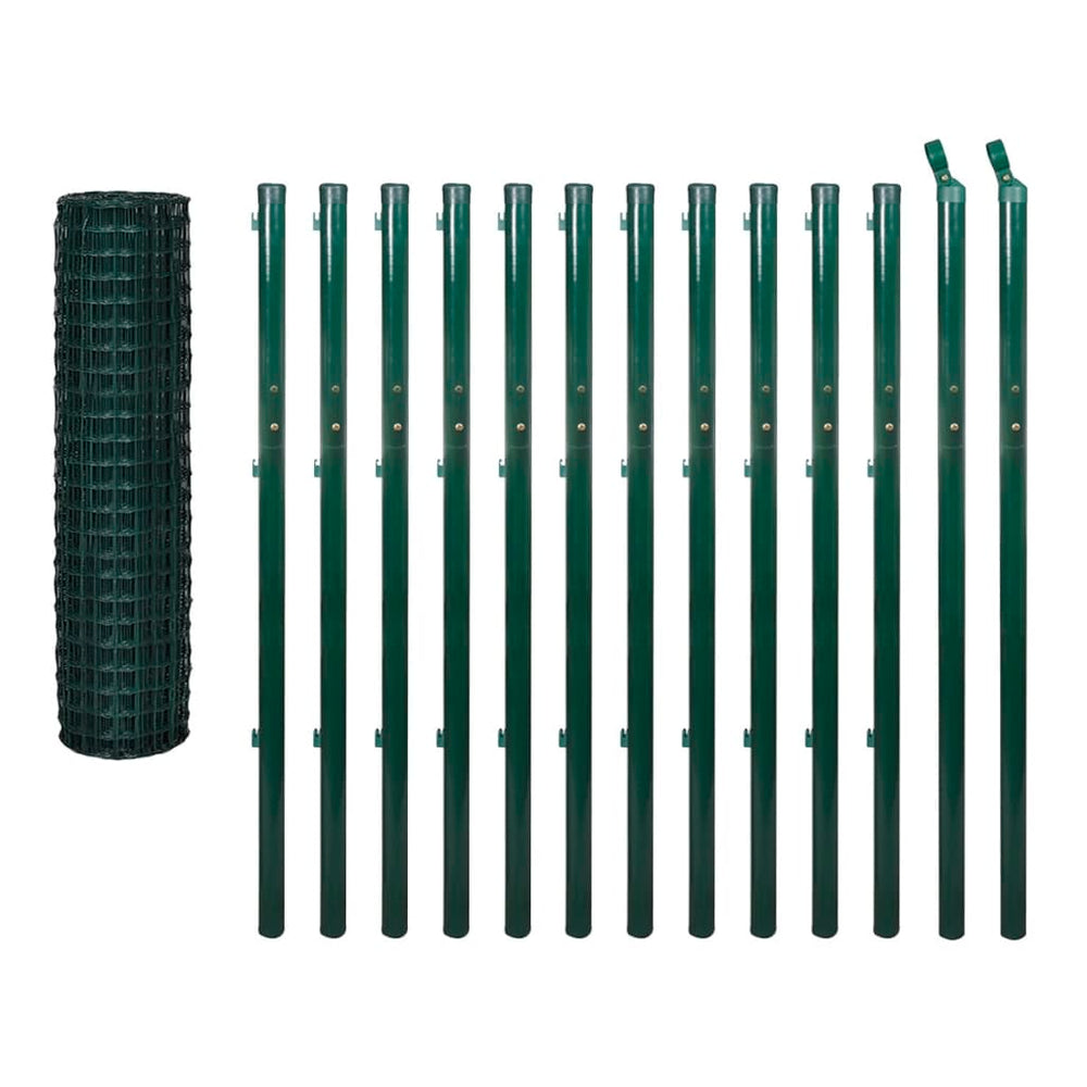 vidaXL Euro Fence Steel 25 x 1.7 m Green