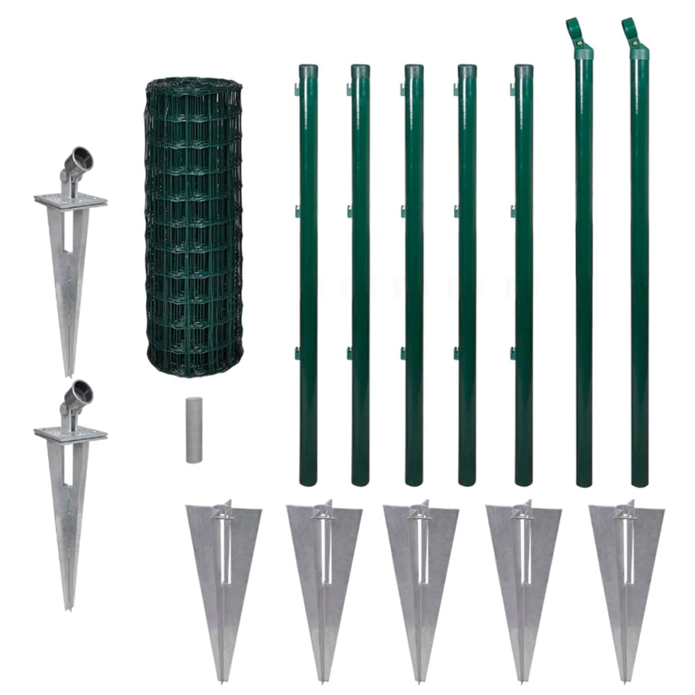 vidaXL European Fence Steel 10 x 0.8 m Green