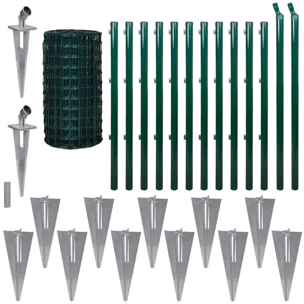 vidaXL Euro Fence Steel 25 x 0.8 m Green