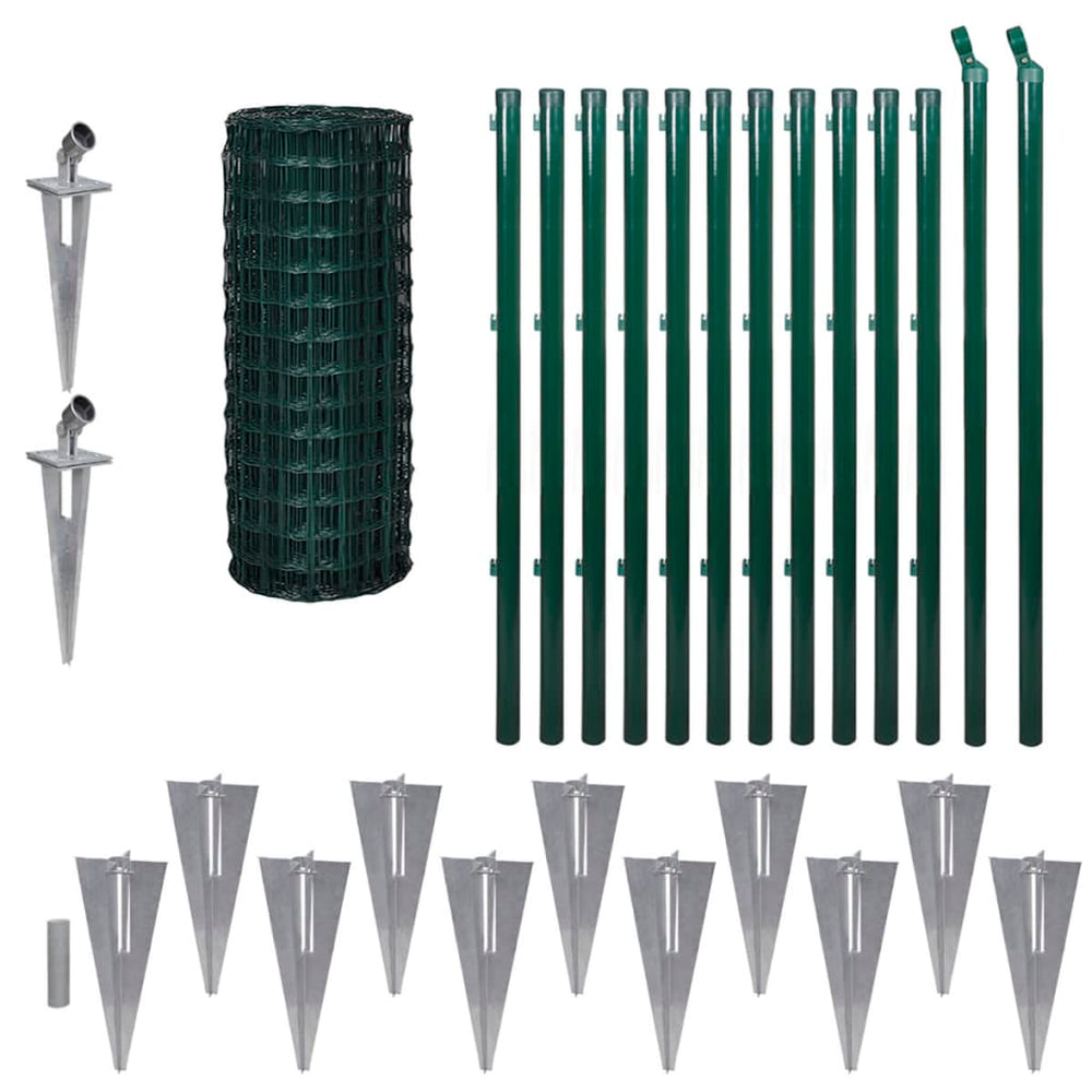 vidaXL European Fence Steel 25 x 1 m Green