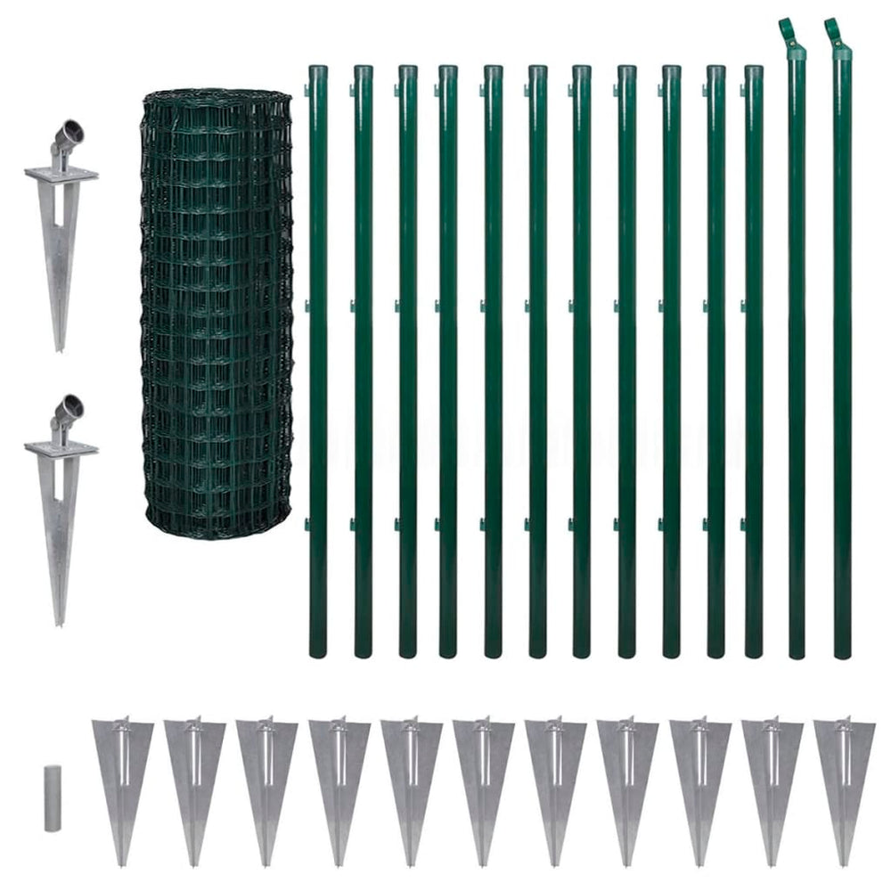 vidaXL European Fence Steel 25 x 1.2 m Green