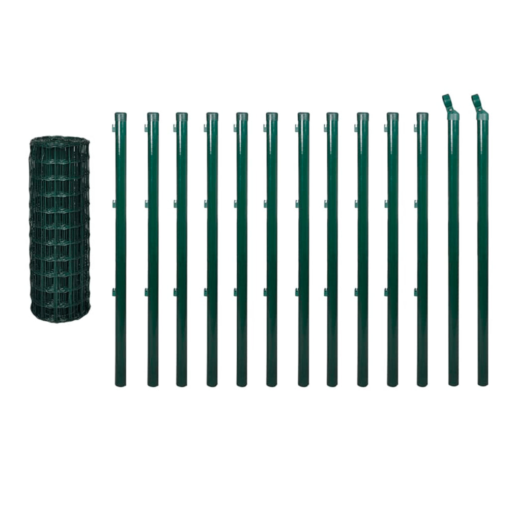 vidaXL Euro Fence Steel 25 x 1.5 m Green