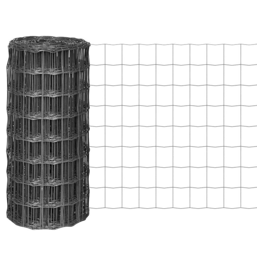 vidaXL Galvanized Steel Euro Fence 10 x 0.8 m Grey