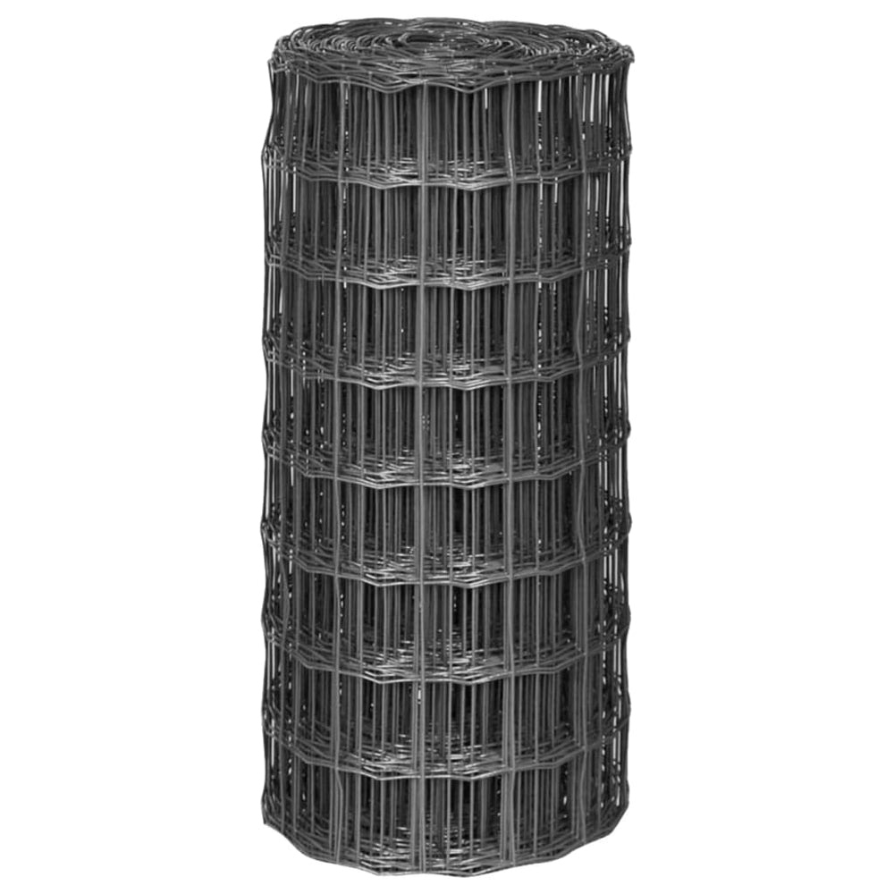vidaXL Galvanized Steel Euro Fence 10 x 0.8 m Grey