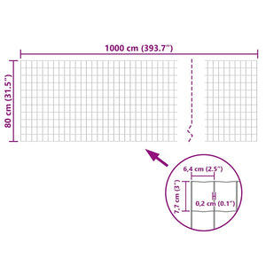 Eurozaun Stahl 10 x 0,8 m Grau