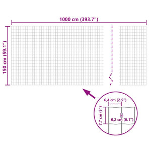 Eurozaun Stahl 10 x 1,5 m Grau