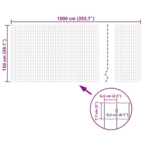 Eurozaun Stahl 10 x 1,5 m Grau