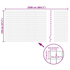 Eurozaun Stahl 25 x 1,2 m Grau