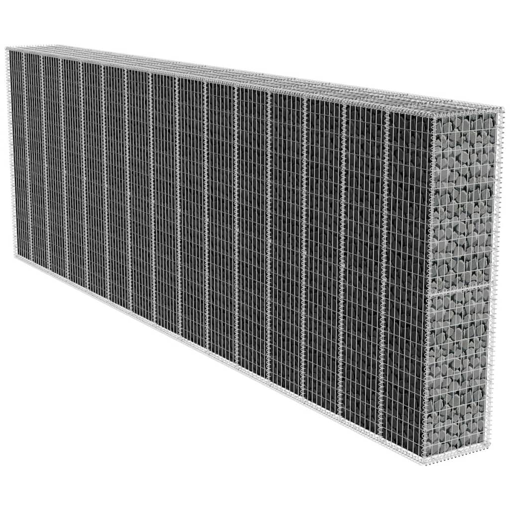 Gabionenwand mit Abdeckung Verzinkter Stahl 600x50x200 cm
