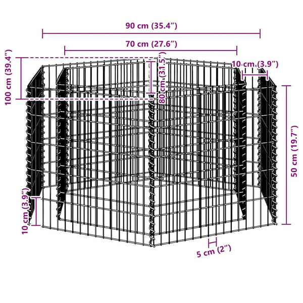 Sechseckiges Gabionen-Hochbeet 100×90×50 cm