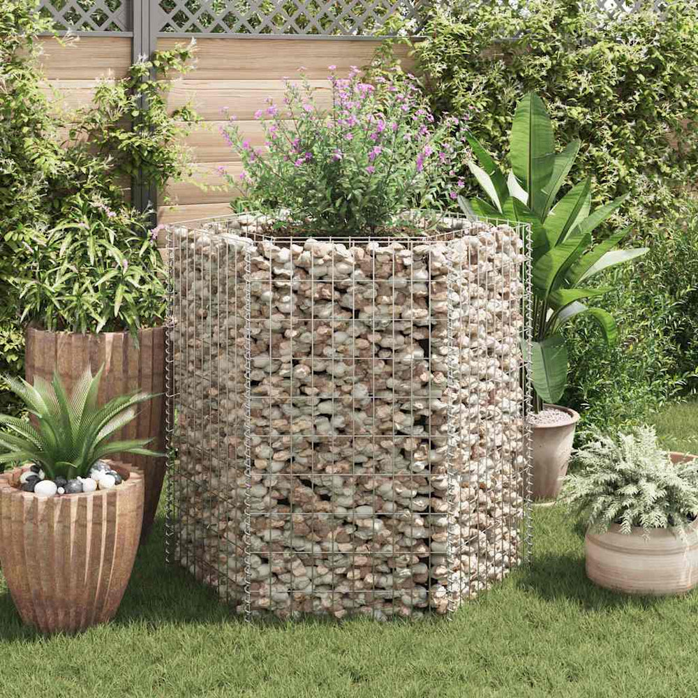 Sechseckiges Gabionen-Hochbeet 100×90×100 cm
