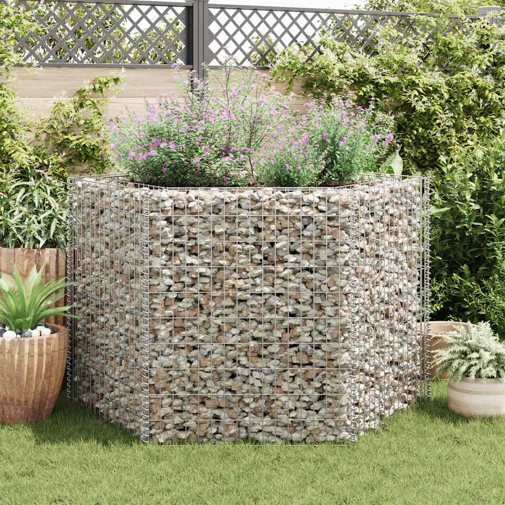 Sechseckiges Gabionen-Hochbeet 160×140×100 cm