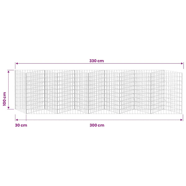 Gabionenkorb Pflanzkasten Gemüse-Hochbeet Stahl 300×30×100 cm