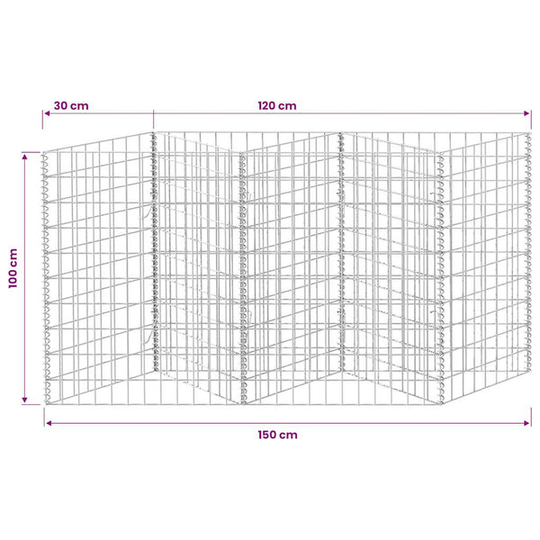 Gabionenkorb Pflanzkasten Gemüse-Hochbeet Stahl 120×30×100 cm