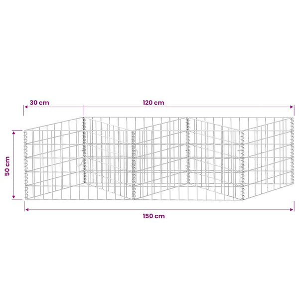 Gabionenkorb Pflanzkasten Gemüse-Hochbeet Stahl 120×30×50 cm