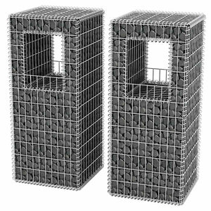 Gabionenkorb Pfosten/Pflanzkasten 2 Stk. Stahl 50×50×120 cm