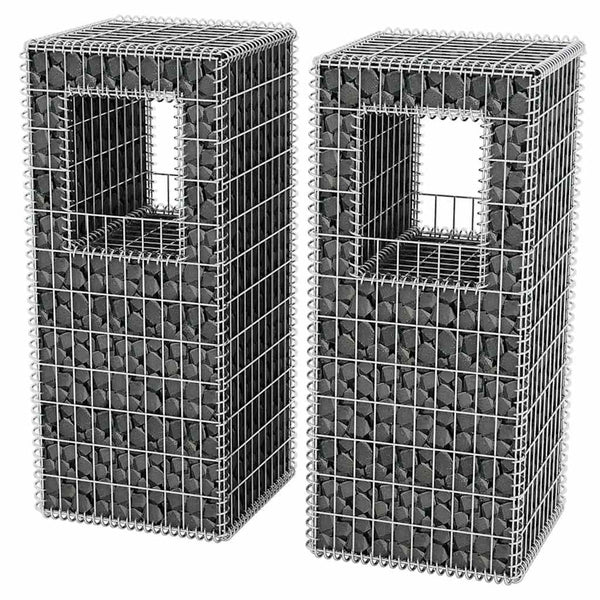 Gabionenkorb Pfosten/Pflanzkasten 2 Stk. Stahl 50×50×120 cm