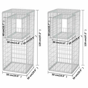 Gabionenkorb Pfosten/Pflanzkasten 2 Stk. Stahl 50×50×120 cm