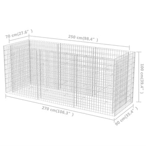 Gabionen-Hochbeet Stahl 270×90×100 cm