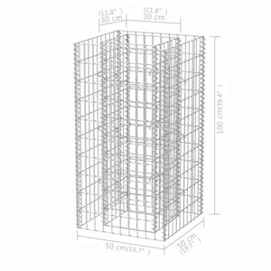 Gabionen-Hochbeet Stahl 50×50×100 cm
