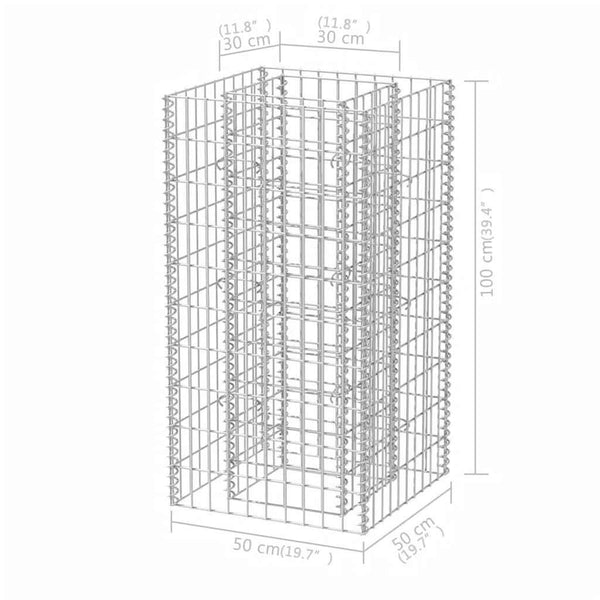 Gabionen-Hochbeet Stahl 50×50×100 cm