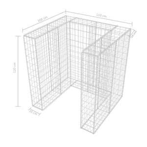 Gabionen-Mülltonnenverkleidung für 1 Tonne Stahl 110x100x120cm
