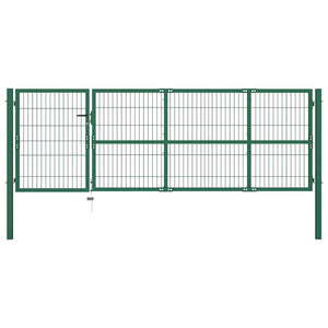 Gartentor mit Pfosten 350x100 cm Stahl Grün