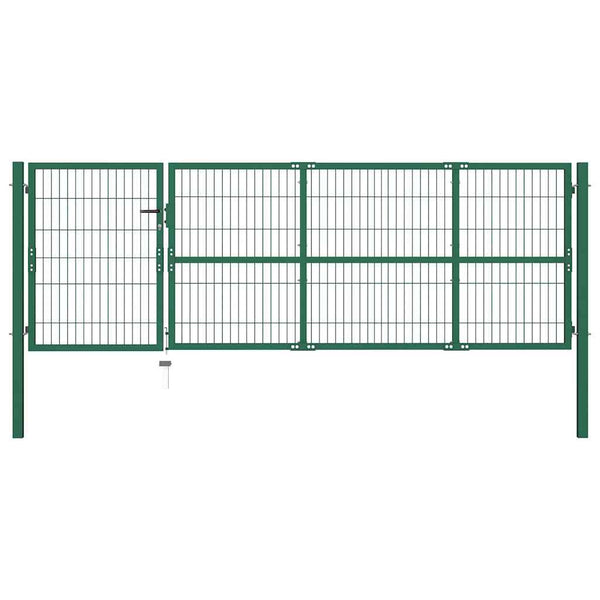 Gartentor mit Pfosten 350x100 cm Stahl Grün
