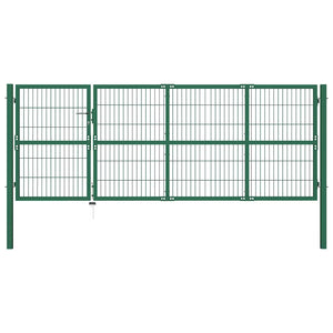 Gartentor mit Pfosten 350x120 cm Stahl Grün