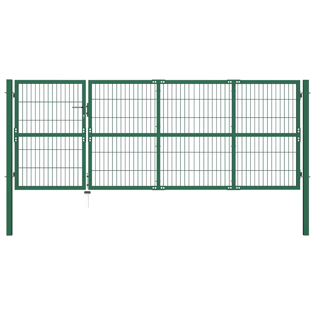 Gartentor mit Pfosten 350x120 cm Stahl Grün