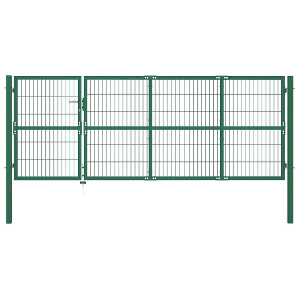 Gartentor mit Pfosten 350x120 cm Stahl Grün
