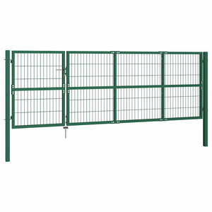 Gartentor mit Pfosten 350x120 cm Stahl Grün
