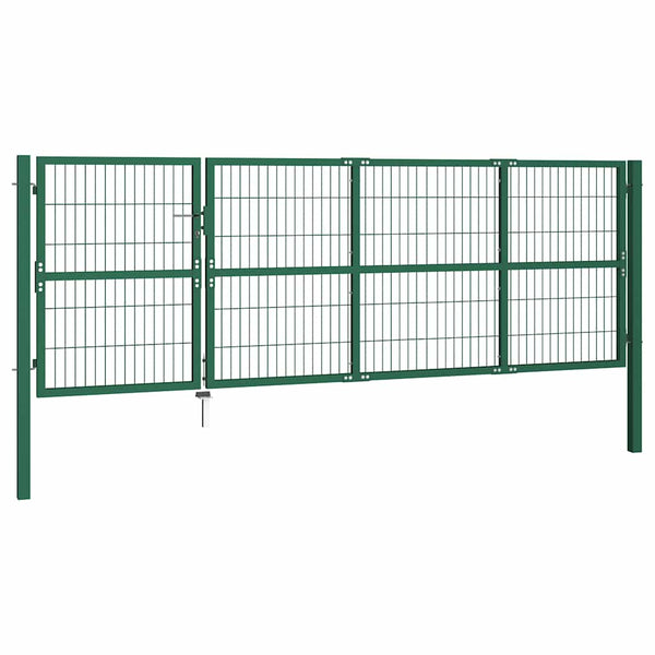 Gartentor mit Pfosten 350x120 cm Stahl Grün