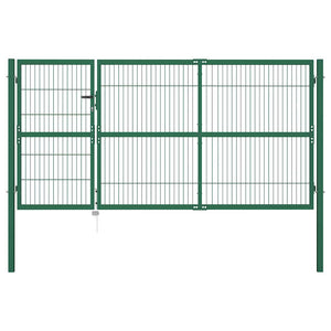 Gartentor mit Pfosten 350x140 cm Stahl Grün