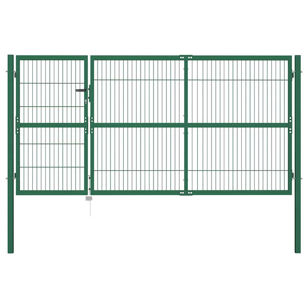 Gartentor mit Pfosten 350x140 cm Stahl Grün