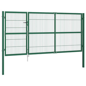 Gartentor mit Pfosten 350x140 cm Stahl Grün