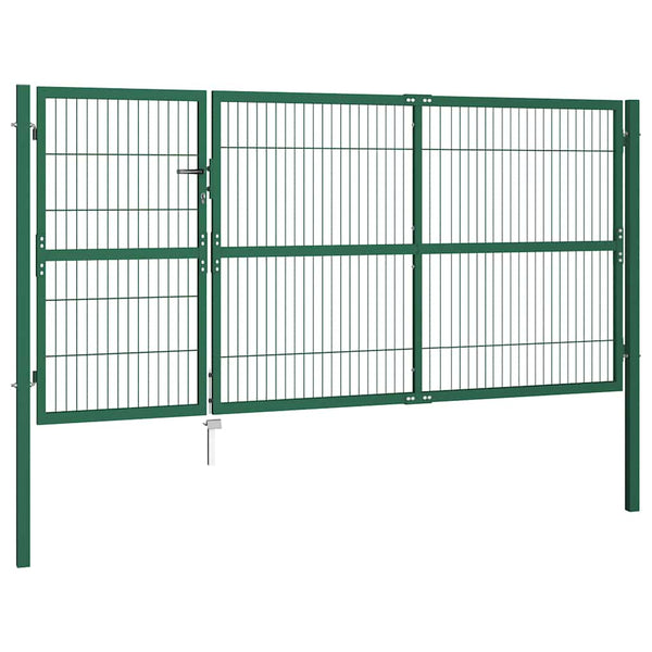 Gartentor mit Pfosten 350x140 cm Stahl Grün