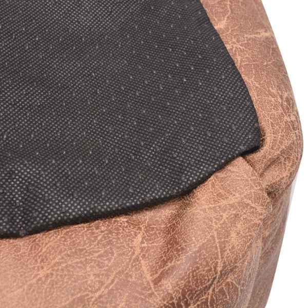 Hundebett mit Kissen PU Kunstleder Größe M Beige