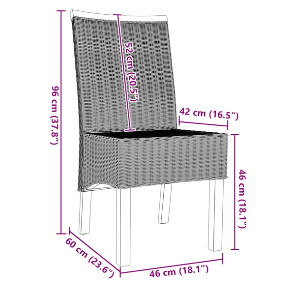 Esszimmerstühle 2 Stk. Braun Natürliches Rattan
