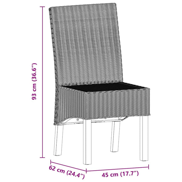 Esszimmerstühle 2 Stk. Braun Natürliches Rattan