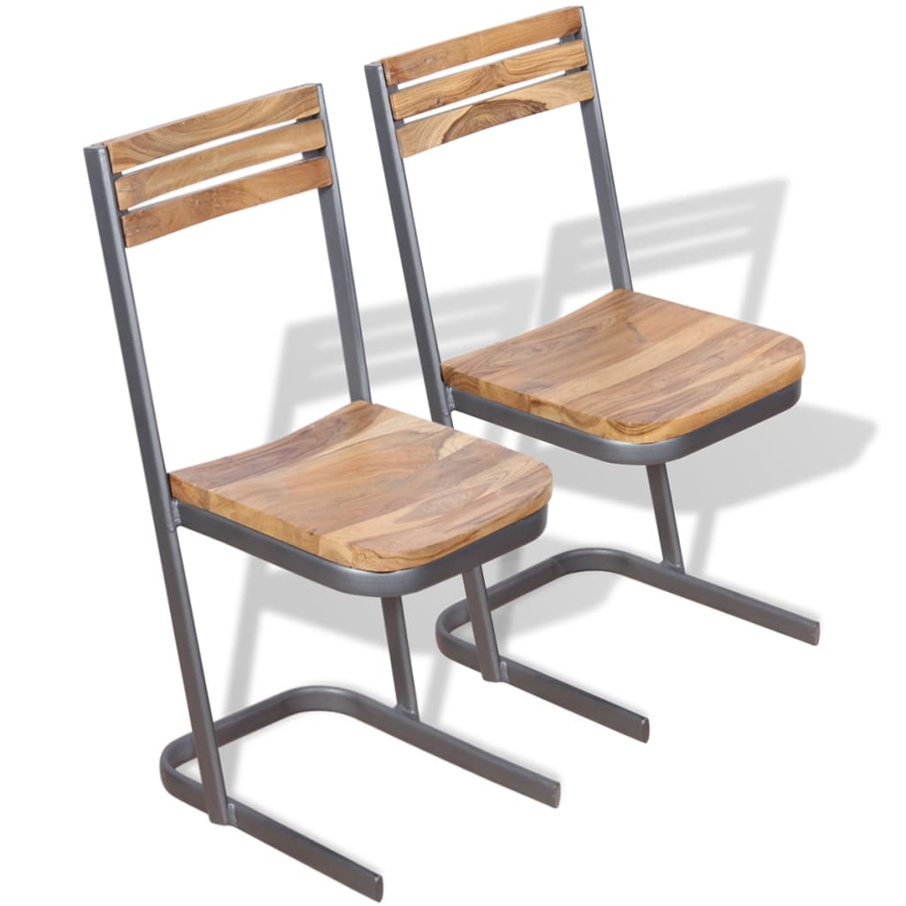 Esszimmerstühle 2 Stk. Massivholz Teak