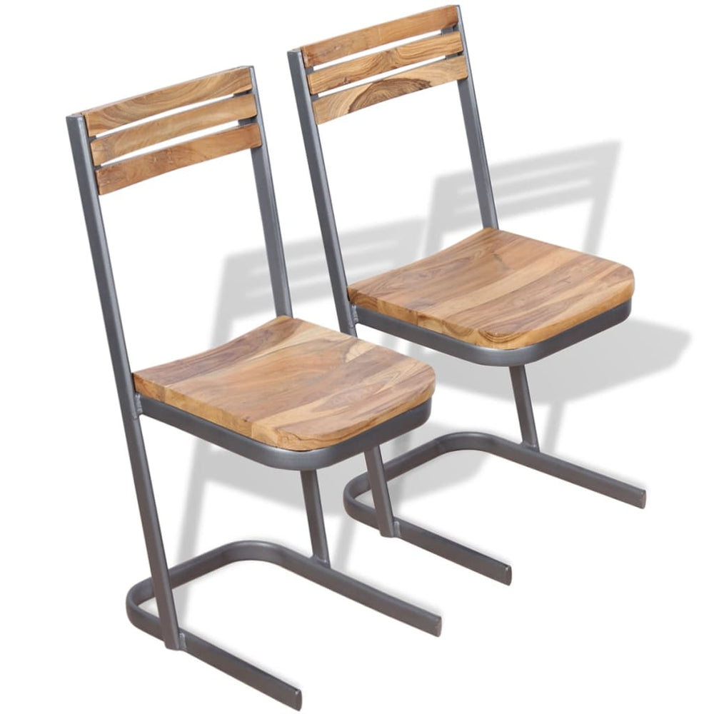 Esszimmerstühle 2 Stk. Massivholz Teak