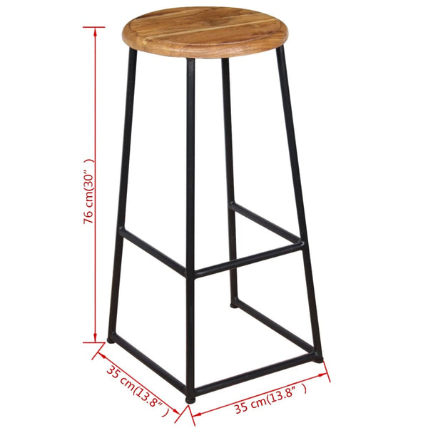 vidaXL Tabourets de bar 2 pcs Bois de teck massif