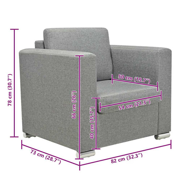 vidaXL Armchair Light Grey Fabric