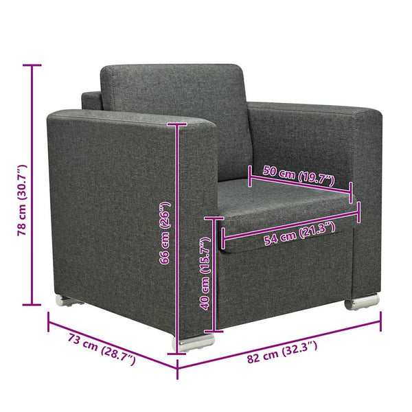 vidaXL Fauteuil Gris foncé Tissu