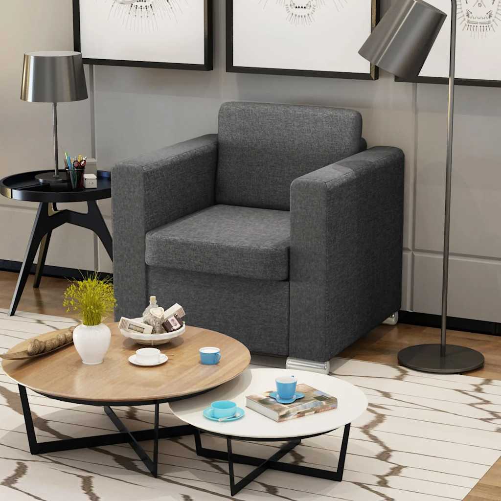 vidaXL Fauteuil Gris foncé Tissu