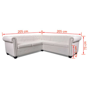 Chesterfield-Ecksofa 5-Sitzer Kunstleder Weiß
