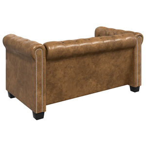 Chesterfield-Sofa 2-Sitzer Kunstleder Braun