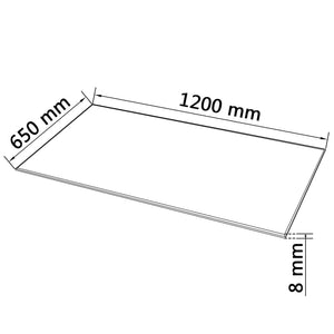 Tischplatte aus gehärtetem Glas rechteckig 1200x650 mm